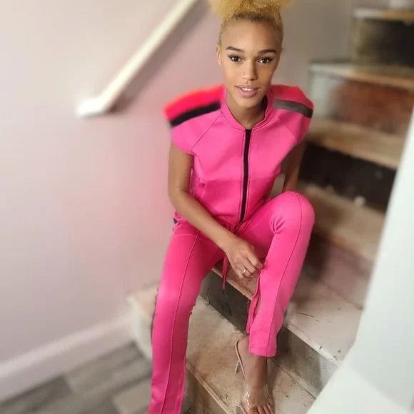 Hot pink tracksuit womens hot sale